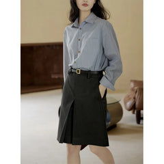 Blue Striped Straight Fit Long Sleeve Commuter Shirt