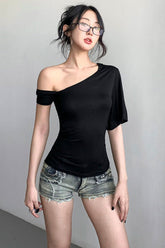 Slash Neck Off Shoulder Top Tee
