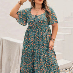 Plus Size Floral Print Maxi Dress