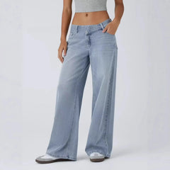 Ultra Low Waist Micro Stretch Washed Retro Loose Straight Denim Jeans