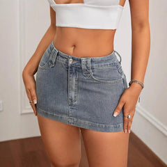 High-Waisted Denim Mini Skirt