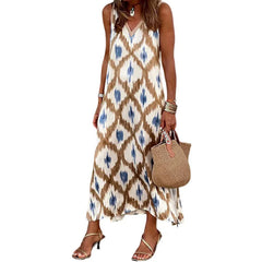 V Neck Flowy Casual Dress, Boho Summer Dress for Vacation