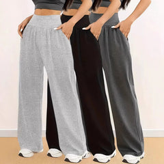 High Waist Elastic Wide Leg Casual Pants