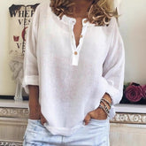 3/4 Rolled Sleeve Casual Loose Fit Top