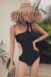Hollow One-Shouldered One Piece Swimwear Bikini Swimsuit
