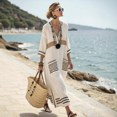 Striped Caftan Maxi Dress