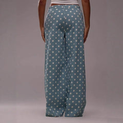 Polka Dot High Waist Straight Wide Leg Pants