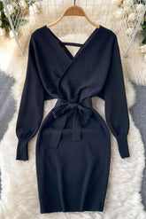 Casual Vestidos Dress Bodycon Knitted Sweater Dress