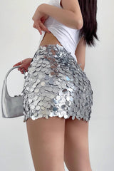 Large Sequin High Waist and Buttocks Mini Skirt