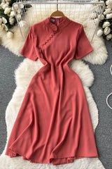 Dress Elegant Stand Collar Shirt Party Dress