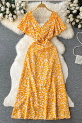 Floral Print Long Dress Elegant A-line Party Vestidos Dress