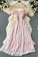 Dress Elegant Off Shoulders Lady Strap Vacation Party Long Dress