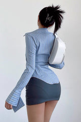 Striped Print Long Sleeved Shirt Top