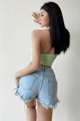 Torn Holes Buttocks Shorts