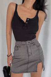 Elastic Strap Tank Top High Waist Top