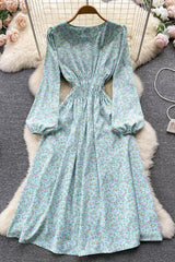 Dress Romantic Floral Print Elastic Corset Long Dress