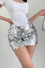 Large Sequin High Waist Slimming Wrap Hip Short Skirt