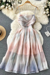 Dress Elegant Print Lady Spaghetti Strap Vacation Party Long Dress