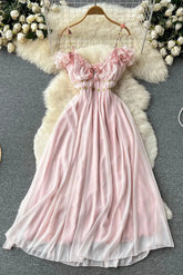 Dress Elegant Off Shoulders Lady Strap Vacation Party Long Dress