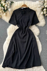 Dress Elegant Stand Collar Shirt Party Dress