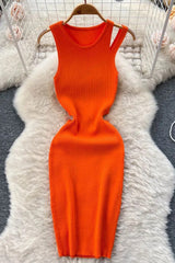 Knitting Mini Dress Sheath Tank Dress Female Sundress