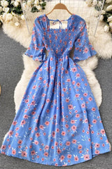 Dress Romantic Floral Print Chiffon Dress Vacation Party Dress