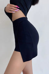 Solid Split Skirt Shorts