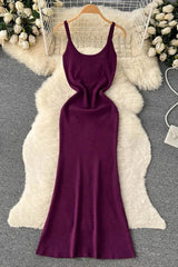 Dress Elegant High Waist Straps Knitting Dress