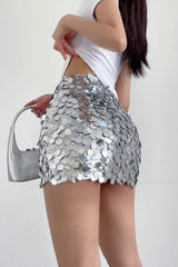 Large Sequin High Waist Slimming Wrap Hip Short Skirt