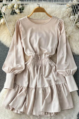 Slim Waist Short Dress Casual Long Sleeve A-line Female Dresses