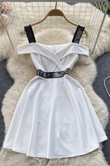 Sequins Off Shoulder Dress Backless Zipper Strap Slash Neck Slim Ladies A Line Mini Dresses