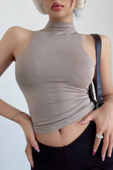 Half High Collar Sleeveless Tank Top