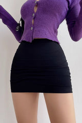 Double Skinny Buttocks Wrapped Skirt High Waisted Short Skirt