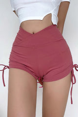 Side Drawstring High Waisted Sports Casual Shorts
