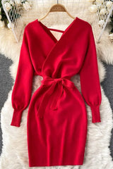 Casual Vestidos Dress Bodycon Knitted Sweater Dress