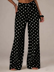 Polka Dot High Waist Straight Wide Leg Pants