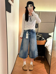 High Waist Cropped Straight Leg Jeans