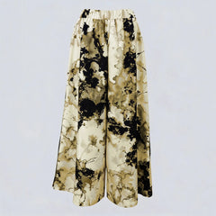 Vintage Ink Painting Print Wide Leg Maxi Skirt, High Waist Formal Party Long Skirt