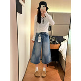 High Waist Cropped Straight Leg Jeans