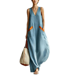 Sleeveless V-Neck Casual Loose Tunic Dress