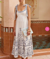 Floral Print Tie Shoulder Maxi Dress