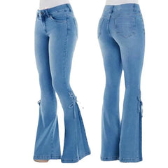 Split Hem Lace Up Flare Jeans