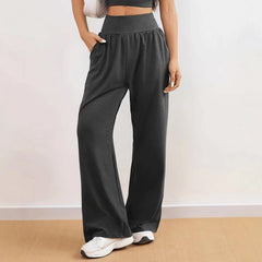 High Waist Elastic Wide Leg Casual Pants