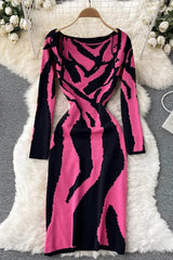 Knitted Sweater Dress Elegant Office Ladies Dresses