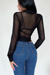 Thin Perspective Mesh Long Sleeve Shirt