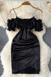 Dress Lace-up Bandage Mini Dress Puff Sleeve Vestidos Dress