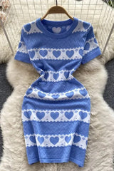 Romantic Heart Knitted Dress Short Dress Party Vestidos