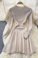 Dress Irregular Hem Knitted Sweater Dress Elegant Party Dress