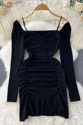 Elegant Wrap Hips Ruffled Party Dress