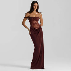Lace Corset Off Shoulder Maxi Dress